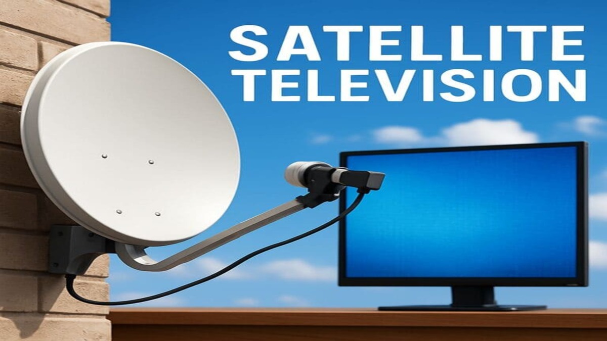 satellite dish and tv with internet