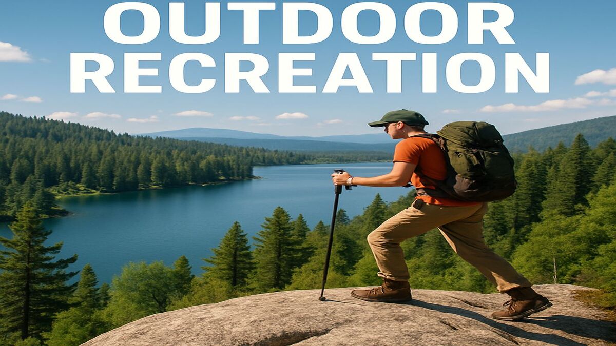 man on a mountain with outdoor recreation on the image