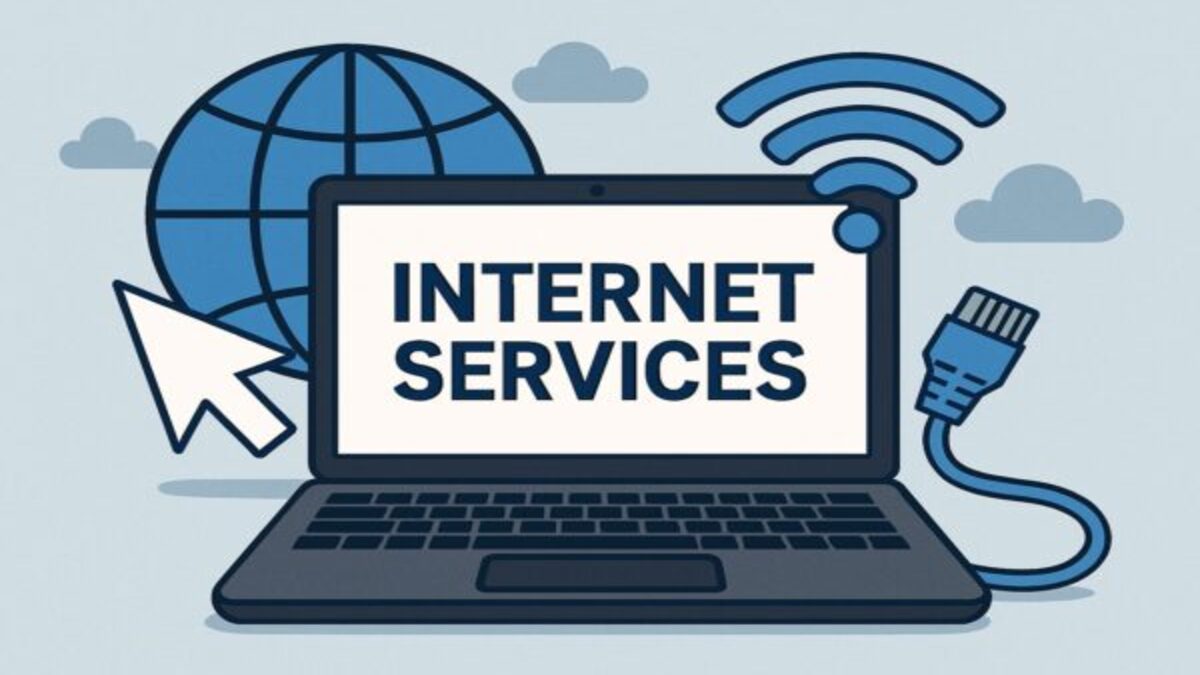 la[top on screen with internet services on it