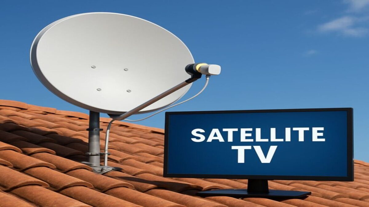 dish on roof with tv
